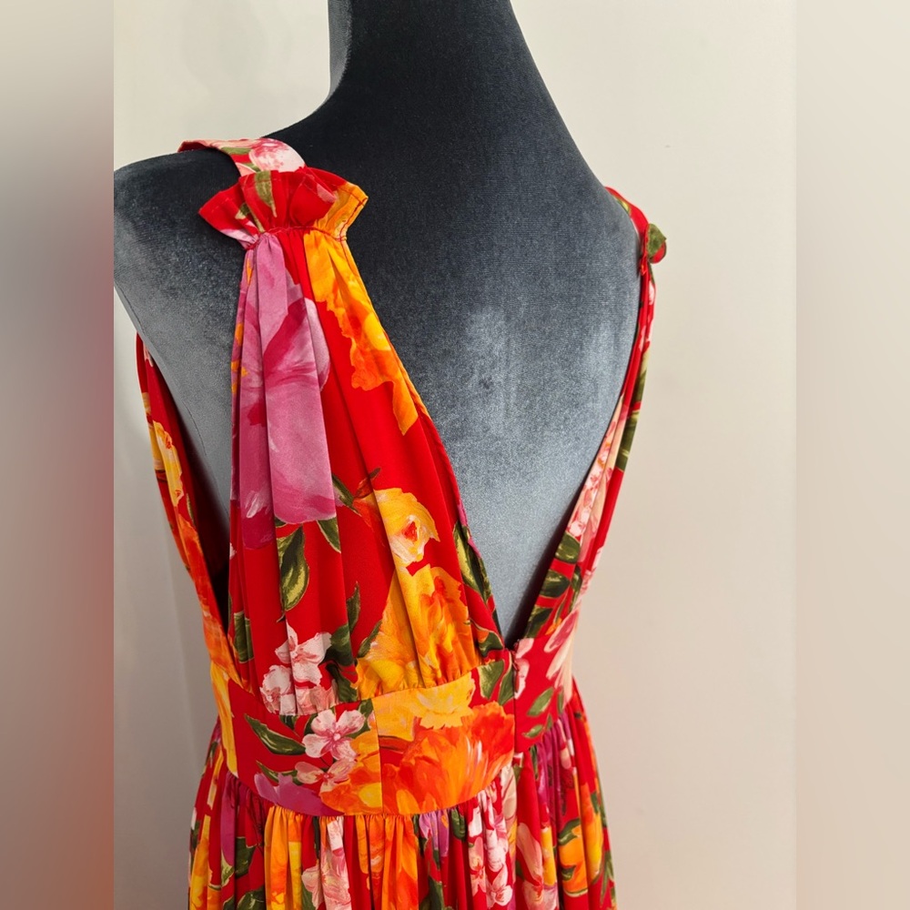 Ronny Kobo Sallee Red Floral Maxi Dress Size L - Picture 7 of 12